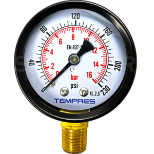 Manómetro TEMPRES Standard Ø (DN) 2.0" Conexión 	1/4"- 1/8" NPT M, Inferior en Bronce