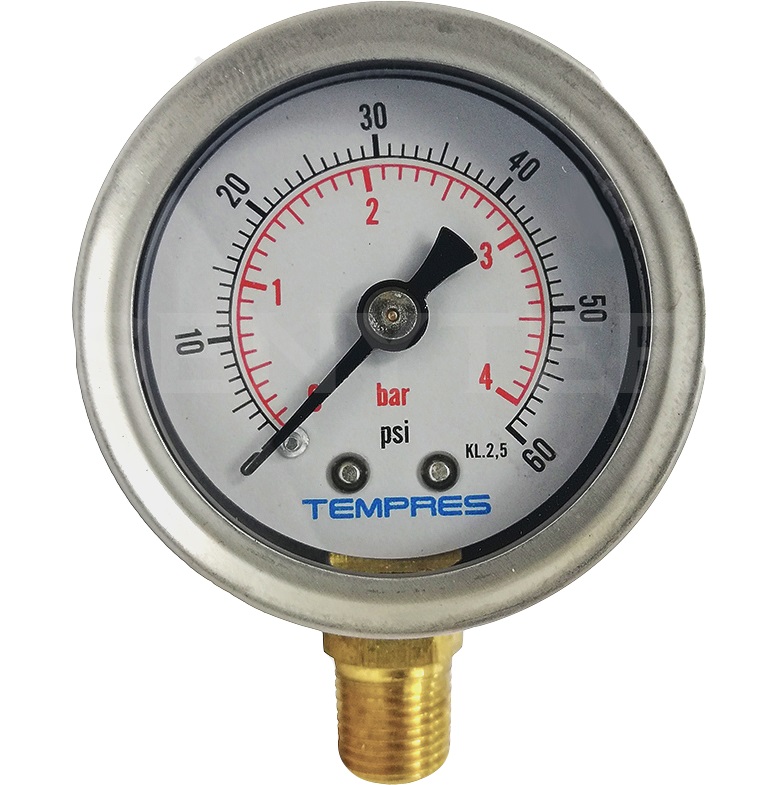 Manómetro TEMPRES Inox. Bronce Diámetro 1,5" Conexión Inferior