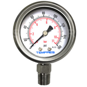 Manómetro TEMPRES Full Inox DN 2.0" Conexión Inferior