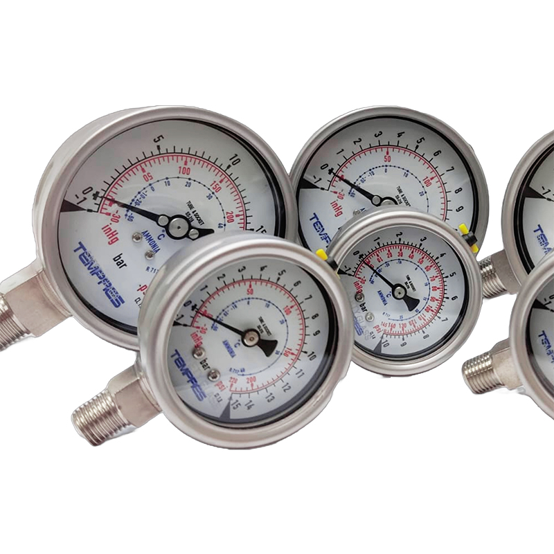 Manómetro 4" para Refrigeración (Amoniaco/NH3) Conexión 1/2" NPT He Inferior - Posterior Inox - Imagen 2