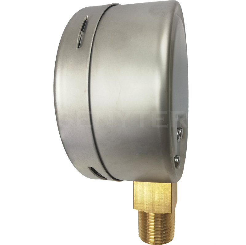 Manómetro TEMPRES Baja Presión DN 4" Conexión 1/2" NPT M, Inferior en Bronce - Imagen 2