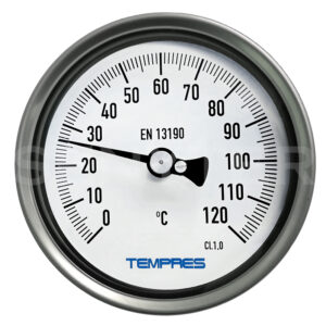 Termómetro bimetálico DN 2,5" bulbo posterior 1/4" NPT M, en SS316