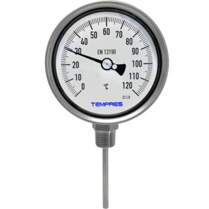 Termómetro bimetálico DN 4" Bulbo Inferior Conexión 1/2″ NPT M, Inferior en SS316