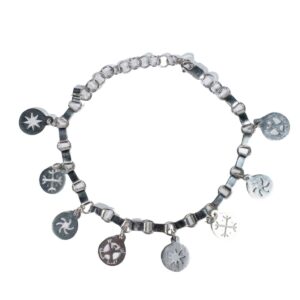 Pulsera de plata eslabón 8 colgantes