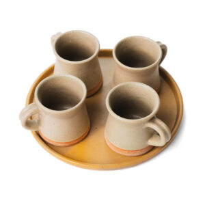 Set de cerámica gres plato grande + cuatro tazas