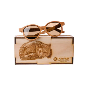 Anteojos de cristal café y madera 135mm