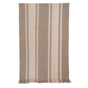 Alfombra telar beige y café 187 x 113 cms.