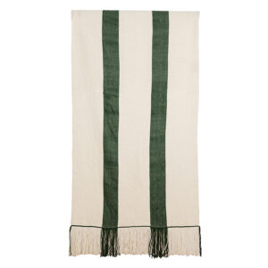 Piecera telar XL crudo y verde 228 x 111 cm.