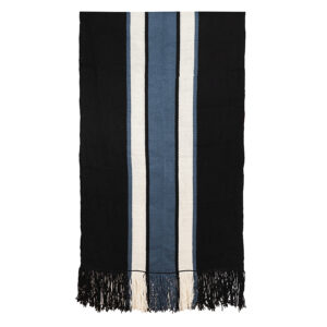 Piecera telar XL negro, azul y crudo 245 x 110 cm.