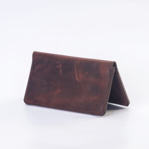 Billetera de cuero larga color chocolate