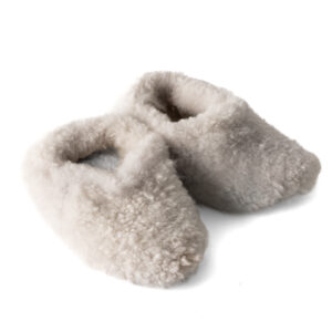 Pantufla lana de oveja blanca