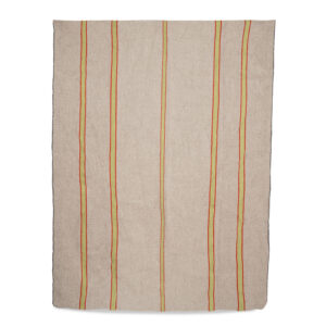 Alfombra telar gris con pistacho y rojo 240 x 168 cm.