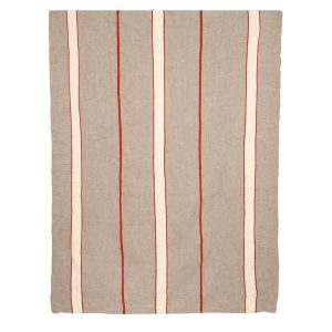 Alfombra telar gris blanco y rojo 250x163 cm.