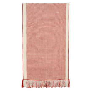 Piecera telar XL rojo y blanco 230 x 117 cm.