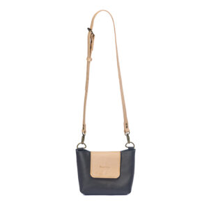 bandolera cuero 100% natural azul