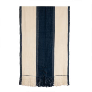 Piecera telar XL crudo y azul 226 x 121 cm.