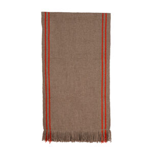 Bajada de cama gris y naranjo 151 x 71 cm.