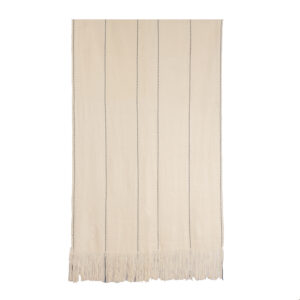 Piecera telar XL crudo con azul 221 x 112 cm.