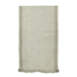 Alfombra pasillera telar gris y café 277 x 73 cm.