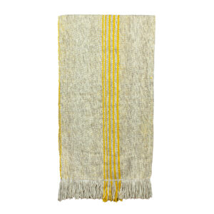 Piecera telar XL crudo, gris y amarillo 214 x 123 cm.