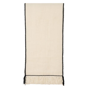 Echarpe telar blanco borde negro 211 x 56 cm.