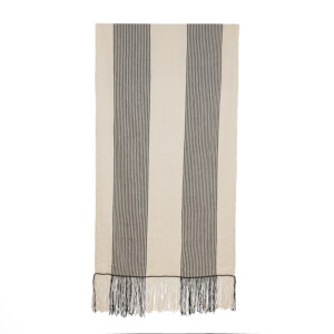 Piecera telar XL blanco y negro 215 x 105 cm.