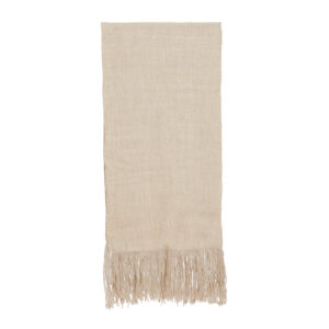 Echarpe telar beige y blanco 194 x 82 cm.