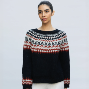 Sweater jacquard mujer negro