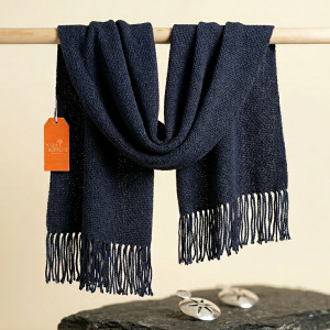 Echarpe telar azul 216x56 cm.